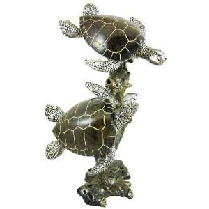 Tranquil Swimming Sea Turtles Statue Undersea Figure 