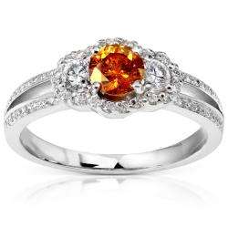 18k Gold 4/5ct TDW Certified Orange Diamond Engagement Ring (G H, SI1 