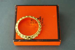 Auth HERMES Goldtone Scarf Ring / Pendant w/ Box  