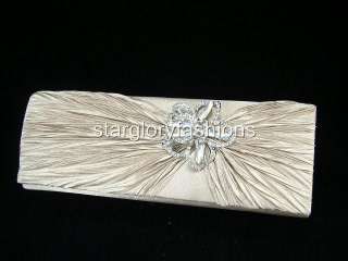 Crinkle Wedding Clutch Bag Sparkle Crystal Pin 4 Colors  