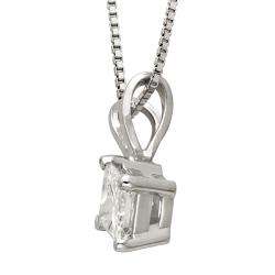 14k White Gold 3/4ct TDW Princess Diamond Solitaire Necklace (I J, I1 