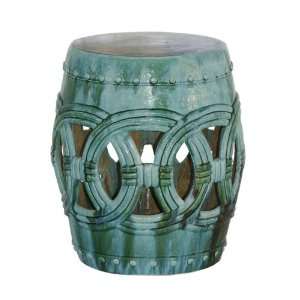  Turquoise Small Rope Ceramic Garden Stool: Patio, Lawn 