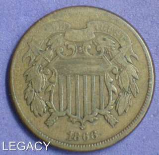 1866 U.S. 2¢ CENT PIECE CIVIL WAR ERA COPPER (GY  