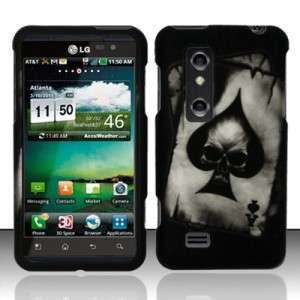 For LG THRILL 4G Hard Rubberized Cover Phone Case SPADE ACE SKULL 