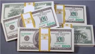 PROP Movie Money 10k Bundles $50,000.00 New Style $100s Lot of 5 x $ 