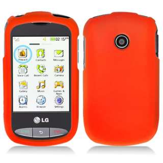 Tracfone LG 800G Net10 Orange Rubberized Hard Case Cover +Screen 