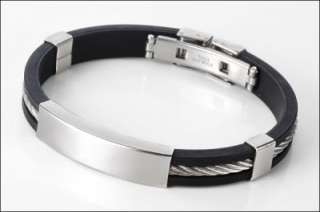Personalized Stainless Steel with Rubber Bracelet L870   Free 