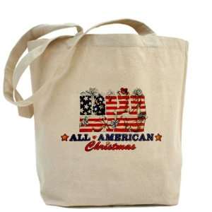  Tote Bag All American Christmas US Flag Stockings Presents 