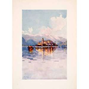  1908 Print Isola San Giuylio Lake dOrta Italy Commune 