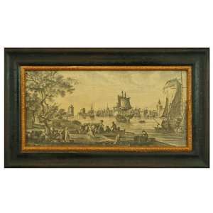   Antique Reproduction Artwork of Italian Ships At Port