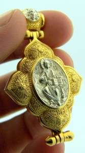 Holy Trinity Icon Relic Locket Medal Christ Jesus Gold  