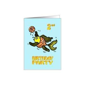   Invitation, cute funny Fish playing Basketball kids Card: Toys & Games