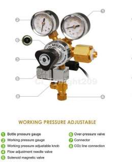 Co2 Working Pressure Adjustable Solenoid Regulator A165  