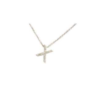  14K White Gold Diamond Initial X Necklace Jewelry