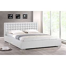 Madison White Modern King size Bed with Upholstered Headboard 