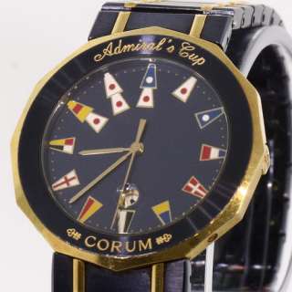Mens Corum Admirals Cup 18K Yellow Gold Stainless Steel Vintage 