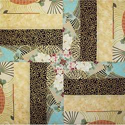 Kyoto Gardens Fabric Rail Fence Quilt Kit  
