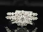   White Gold Diamond Engagement Ring Flower Wedding Bridal Set 1.50 ct