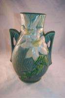 Roseville Pottery Green/Blue Clematis Vase 108 8  