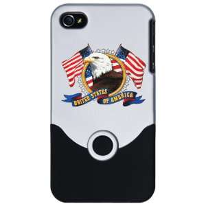   4S Slider Case Silver Bald Eagle Emblem with US Flag 