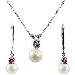 Pearls For You FW Pearl and Amethyst Jewelry Set  