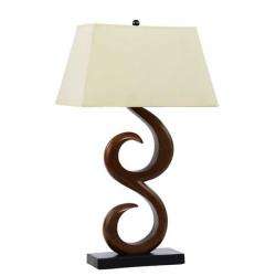 Artistic Carved Wood Base Table Lamp  