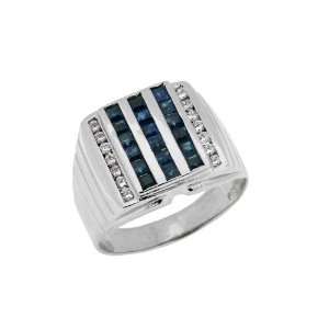   Sapphire & Cubic Zirconia Ring in Sterling Silver (TCW 1.54). Jewelry
