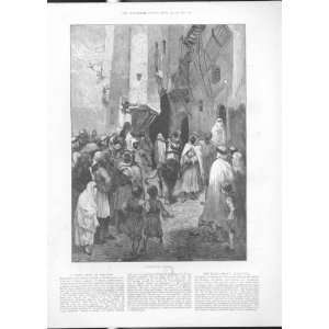  Tame Lion On Algiers Street 1887 Antique Print