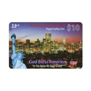  Collectible Phone Card $10. God Bless America & Statue 