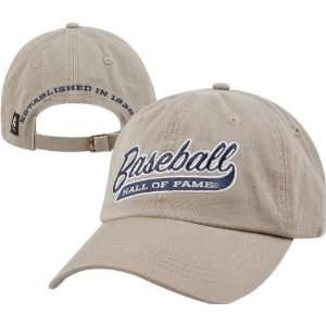 National Baseball Hall of Fame Script Khaki Adjustable Hat 