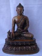   Medicine Buddha Statue Seated on Double Lotus Throne, 10.5  H