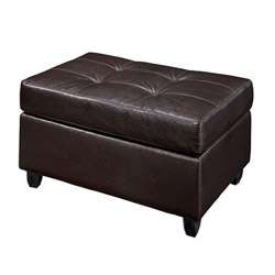Brown Bicast Leather Ottoman  