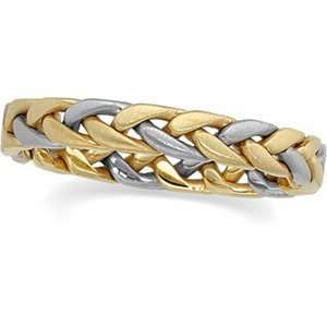   05.00 Two Tone Hand Woven Band In 14K Yellow/Whitegold Size 5 Jewelry