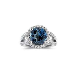  0.52 Cts Diamond & 4.01 Cts London Blue Topaz Ring in 14K 