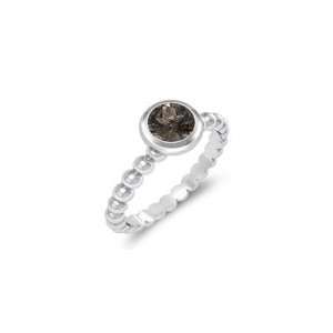  0.44 Cts Smokey Quartz Solitaire Ring in 14K White Gold 7 