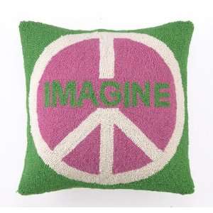  Imagine Peace Green & Pink Hook Pillow