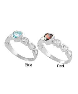 Sterling Silver Heart Ring with CZ Accent  Overstock