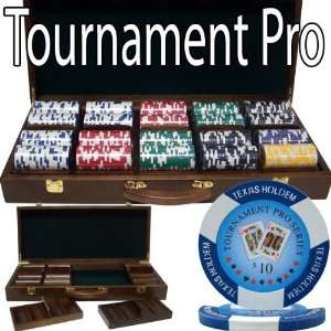  500 Ct Tournament Pro 11.5 Gram Poker Chip Set w/ Walnut 