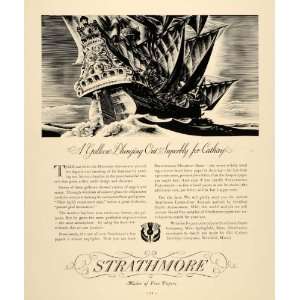 1937 Ad Strathmore Fine Paper Ship Westfield Envelope   Original Print 
