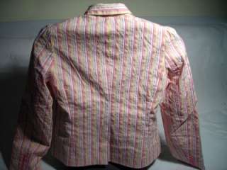 Apostrophe Stretch Womens Blazer Style Jacket Pink Candy Cane Striped 