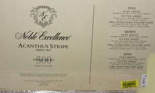 NOBLE EXCELLENCE Acanthus Stripe QUEEN SHEET SET * NEW  
