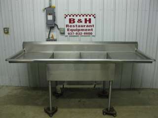 87 3/4 2 Bowl Heavy Duty Compartment Stainless Sink  