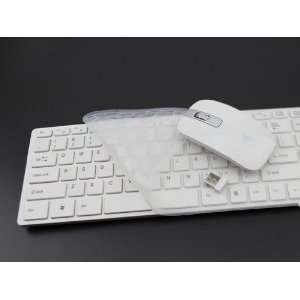  White Wireless Keyboard Laser Mouse Set with Keyboard 
