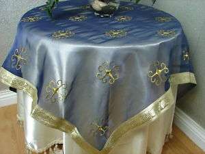 indian table cloth w/gold trim and tassels 40x40  