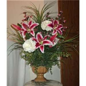   Cherry Blossom Branches,Lillies,Roses Floral Design