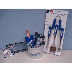  Los Angeles Dodgers Gift Basket Bucket w/ Barbecue BBQ Set 