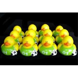  One Dozen (12) Green & White Soccer Team Rubber Duck Party 
