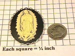 40x30 Ivory on Black Our Lady of Guadalupe Cameo Pendant  