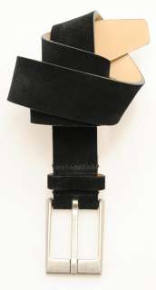 New VERSACE Black Suede Leather Belt 49 50   MSRP $195  