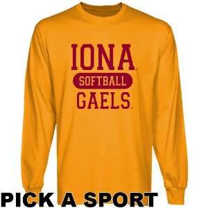 Iona College Gaels Gold Custom Sport Long Sleeve T shirt  :  